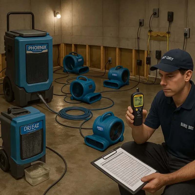 Structural Drying and Dehumidification process in Muskogee, OK